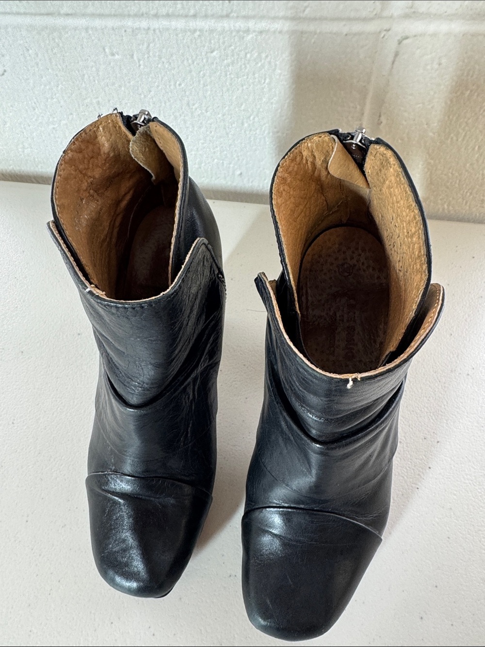 LIKE SMUG Black Leather Heeled Ankle Boots Size 36 Platform Moto Boho Steampunk - Picture 4 of 15